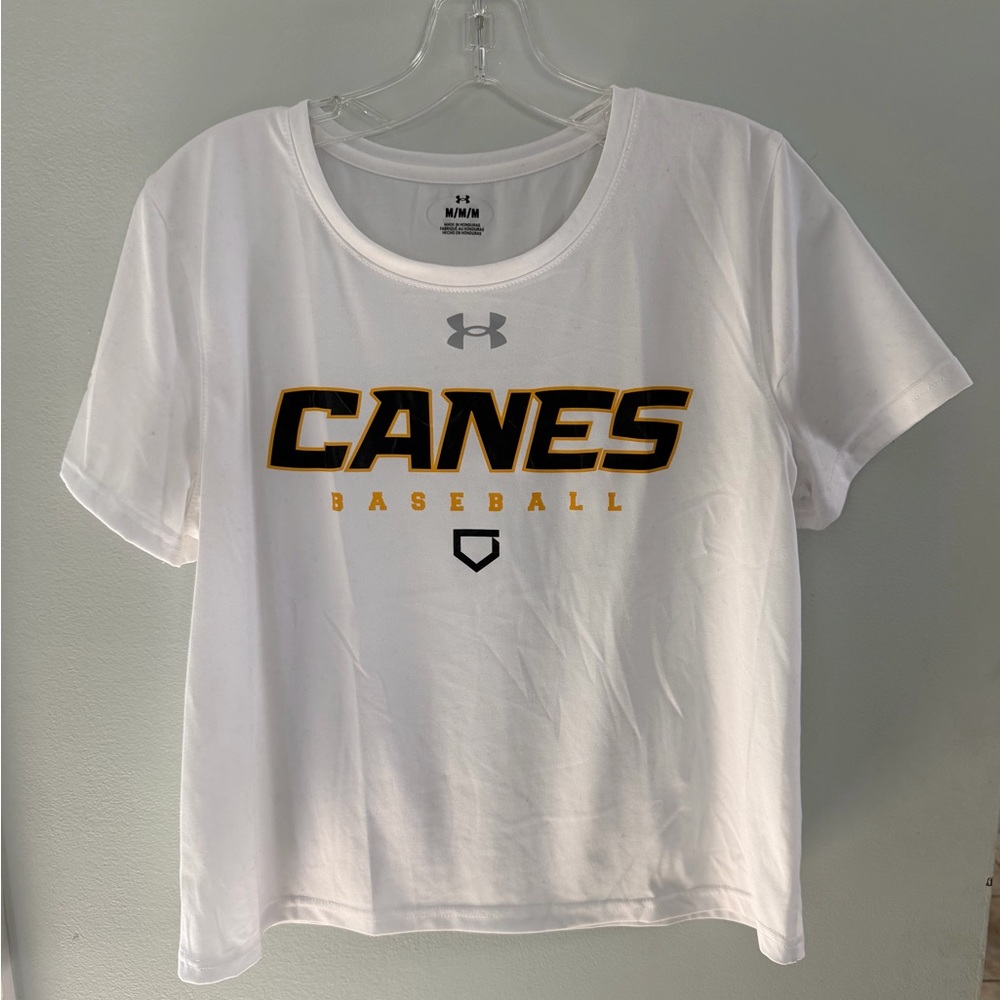 Under Armour White Tee with Black Logo Print